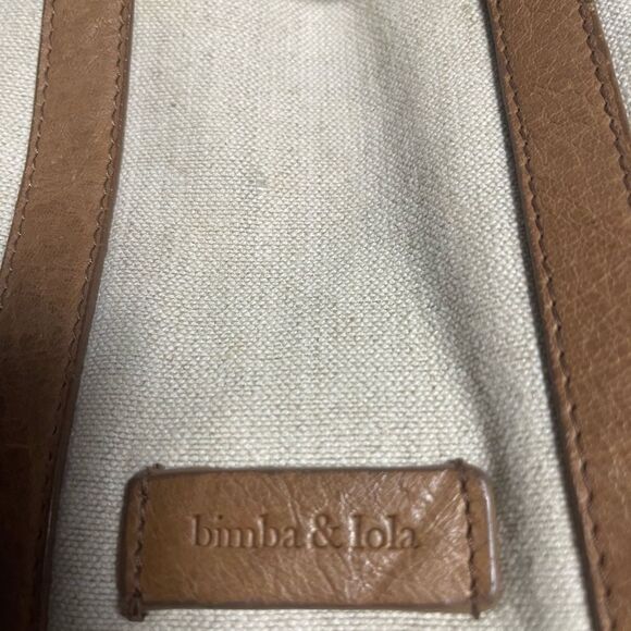 Bimba & Lola canvas khaki& tan leather trim and strap bucket style shoulder bag - Picture 7 of 13